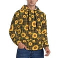 thumbnail image 2 of Rateoe Vintage Plaid Sunflower Pattern Mens Hoodie, Pullover Hooded Sweatshirt, Kangaroo Pocket Hoodie Ideal for Daily Wear, Travel and Home-Large, 2 of 7