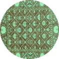 thumbnail image 1 of Ahgly Company Indoor Round Abstract Turquoise Blue Modern Area Rugs, 3' Round, 1 of 4