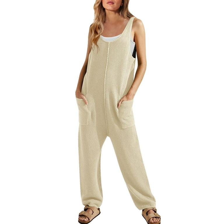 Jumpsuit Womens Ribbed Knit Jumpsuit Sweater Romper Sleeveless