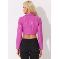 thumbnail image 3 of DARING DIVA Women's Notched Lapel Collar Single Breasted Moto PU Jacket S Hot Pink, 3 of 6