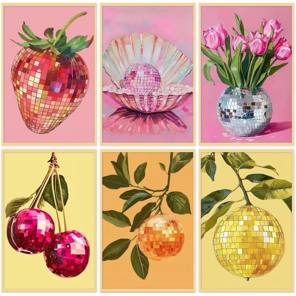 Canvas Disco Ball Paint by Numbers Kit for Adults, DIY Fruit Adult's Paint by Numbers on Canvas, Easy Acrylic Watercolor Oil Painting by Number Without 8x12 inch Unframed