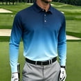 thumbnail image 6 of AKOEE Polos Golf Shirts for Men Gradient Color Button Collared Tops Sports Casual Long Sleeve Blouses, Navy 3XL, 6 of 6