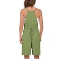thumbnail image 3 of Lenpel Women's Casual Rompers Summer Spaghetti Strap Scoop Neck Drawstring Sleeveless Jumpsuits Loose Short Overalls, 3 of 6