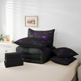 thumbnail image 5 of Erosebridal Neon Black Purple Comforter Set With Sheets King Abstract Geometric Grid Checkered Bedding Set Teen Women Glowing Plaid 7 Piece Bed in a bag 3D Square Bed Set, 5 of 6