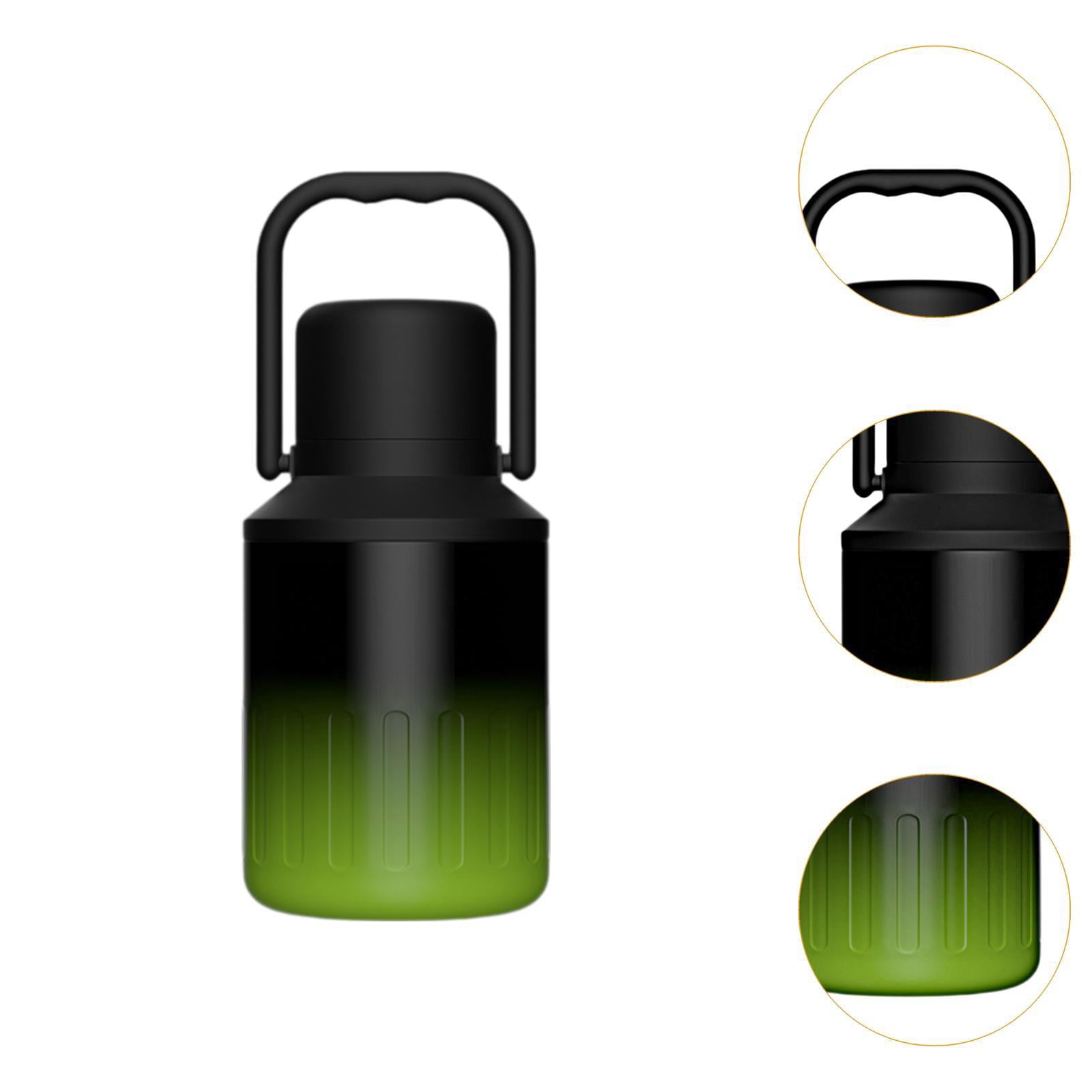 koolsoo Insulated Water Bottle Portable Gift with Handle for Outdoor Fishing Cycling Black Green