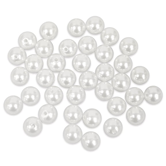 Craft Medley Pearl Acrylic Beads - White, 10 mm, Package of 40