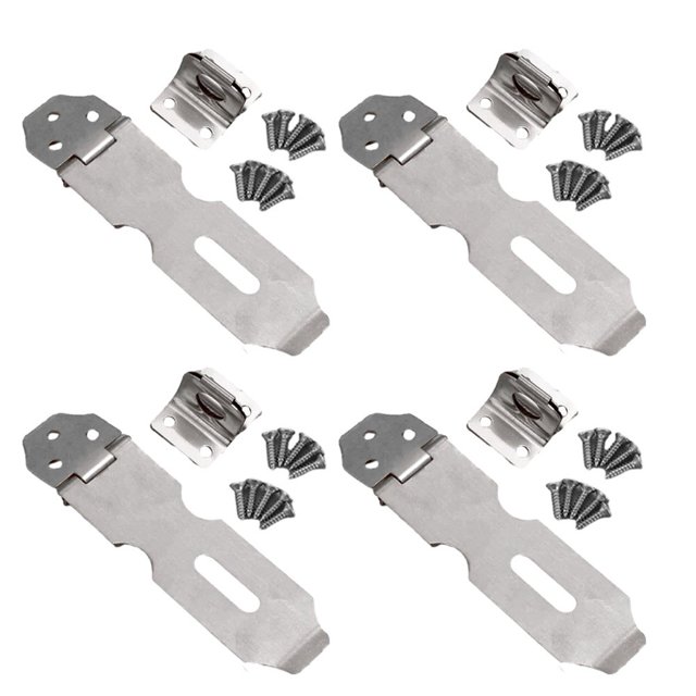 4 Pcs Stainless Steel Buckle Padlock 90° Folding Anti-Theft Door Buckle Lock