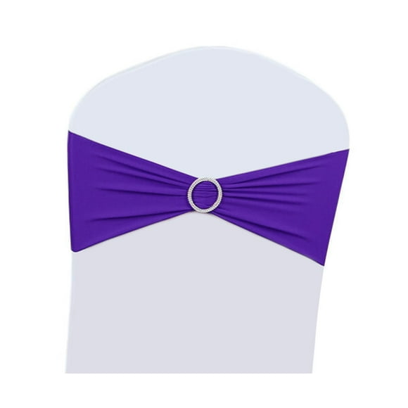 100PCS Wedding Chair Decorations Stretch Chair Bows and Sashes for Party Ceremony Reception Banquet Spandex Chair Covers slipcovers (100, Purple)