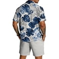 thumbnail image 4 of Men's Summer Vacation 2 Piece Outfits Hawaiian Beach Cruise Button Down Shirts Shorts Sets Travel Clothes, 4 of 6