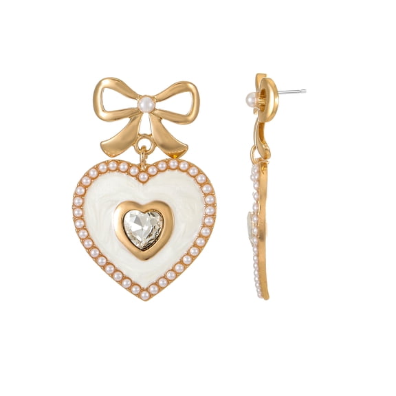 Packed Party Crystal White Heart Earrings, 1 Pair