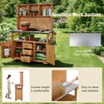 thumbnail image 5 of Harper & Bright Designs Outdoor Potting Bench Table with Cabinet, Garden Workstation Table for Plants with Hutch, Large All-Weather Potting Table with Stainless Steel Top and Shelves, Natural, 5 of 20
