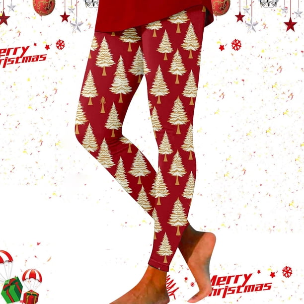 WILLBEST Leggings con Estampado Navideño para Mujer, Pantalones de Yoga de Cintura Alta para Entrenar, Fitness, Correr, Ropa Deportiva Elástica Y Cómoda 2875 Grande
