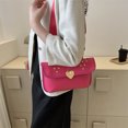 thumbnail image 4 of Bolso de mensajero para mujer, Bolso de hombro de PU con diamantes, Bolso cruzado de moda (rosa roja), 4 of 8