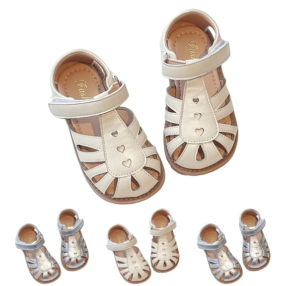 CAICJ98 Toddler Girl Summer Sandals Flower Girl Close Toe Dress Shoes for Girls Flats Wedding Princess (Toddler/Little Kid/Big Kid),9.5