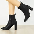 thumbnail image 2 of Unique Bargains Women's Strap Decor Point Toe Block High Heels Ankle Boots, 2 of 7