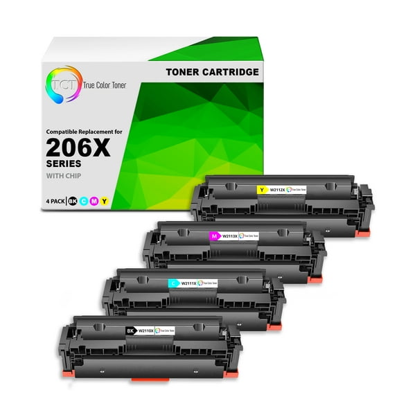TCT 206X Toner Cartridge 4 Pack - Premium Compatible Replacement for 206X W2110X W2111X W2112X W2113X High Yield
