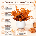 thumbnail image 2 of Orange Artificial Eucalyptus Potted Plant in White Pot for Fall Shelf Desk Tabletop and Thanksgiving Decor, 2 of 7