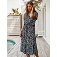 thumbnail image 4 of AURA Women Summer Maxi Dress V Neck A Line Polka Dot Lace Casual Vacation Dress, 4 of 6