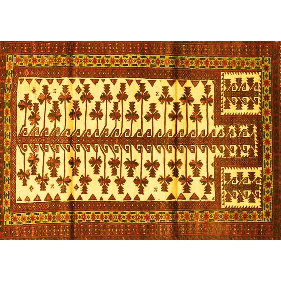 Ahgly Company Indoor Rectangle Persian Yellow Traditional Area Rugs, 5' x 7'