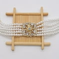 thumbnail image 3 of 1pcs elegant double pearl fringe flower diamond necklace adorn women's necklace, 3 of 5