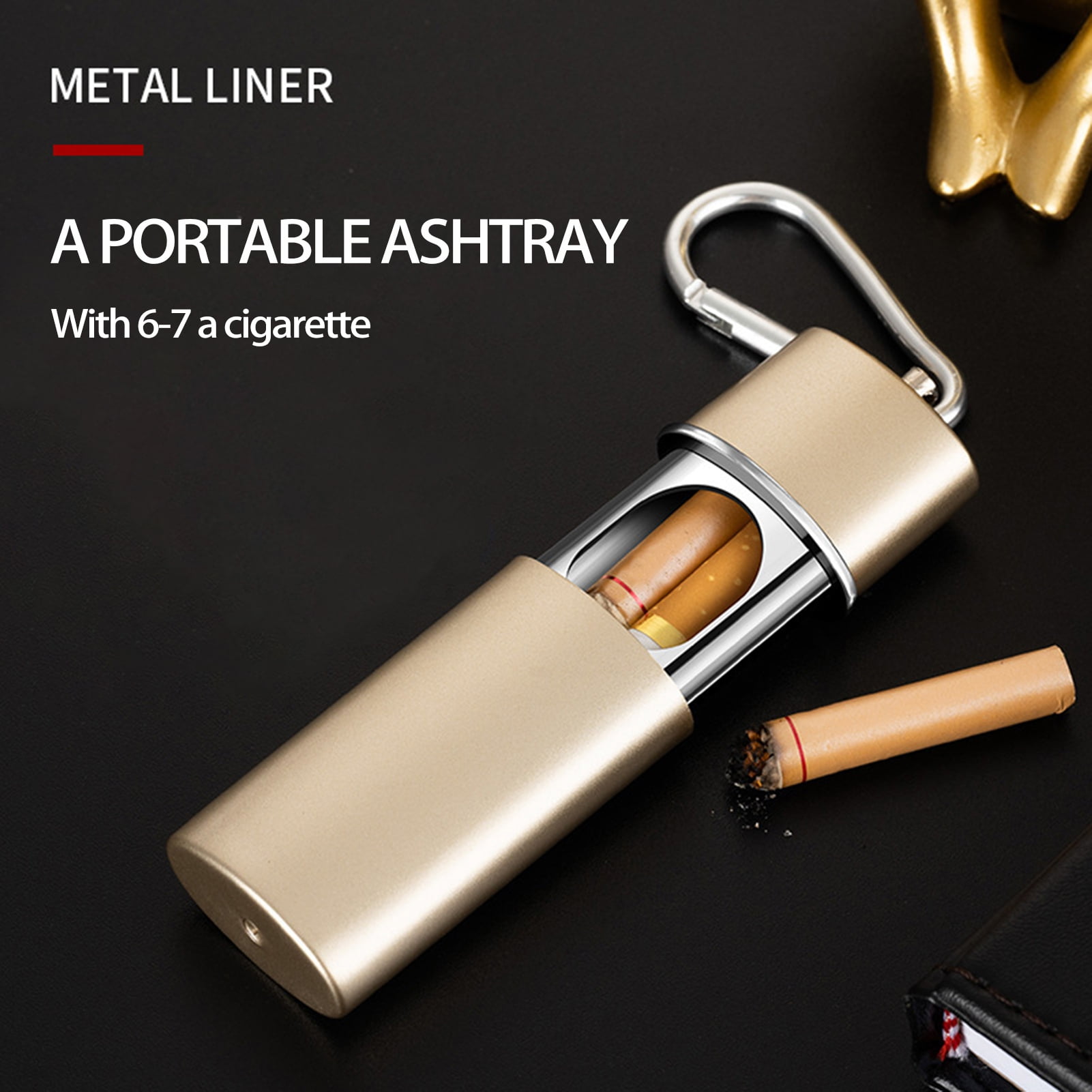 Qianha Mall Portable Pocket Ashtray- Premium Fireproof ABS Metal Smell  Proof Cool Travel Ashtray with Keychain Outdoor Butt Disposal Tube Cute  Fancy Ash Tray