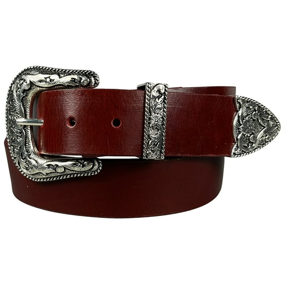 Zelikovitz 1.5" (38mm) Cherry Western Style Leather Belt (32)