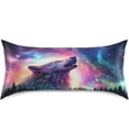 thumbnail image 3 of Wolf Satin Pillowcase for Hair and Skin Silk Pillowcase Soft Breathable Sleeping Pillow Covers Smooth Cooling Pillowcase with Envelope Closure Size Standard 20x40 in Home Decor Gifts, 3 of 7