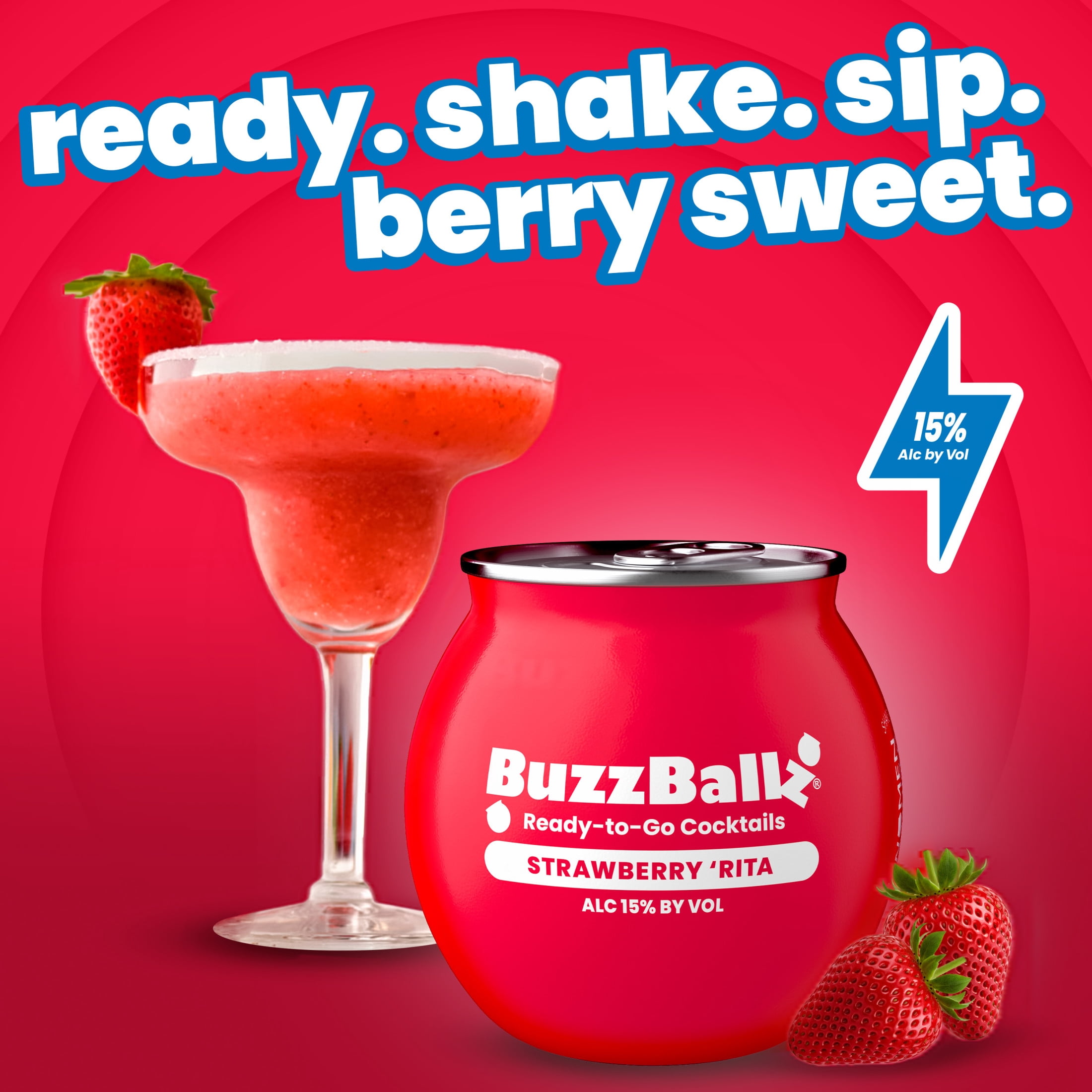 strawberry〜バレッタ　BS-1 BuzzBallz Chillers Strawberry 'Rita, 187 mL Can, ABV 15% - Walmart.com