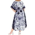 thumbnail image 3 of LA LEELA Women's Summer Pocket Nightgown Batik Caftan for Womens Sleepwear Long House Loungewear Dashiki Dress 1X-2X Tribal, Blue, 3 of 3