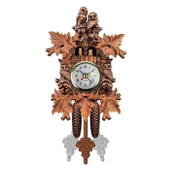 Horloge Murale Coucou Oiseau Bois Décorations Suspendues pour Maison Café Restaurant Art Vintage Chic Balançoire Salon Style 4
