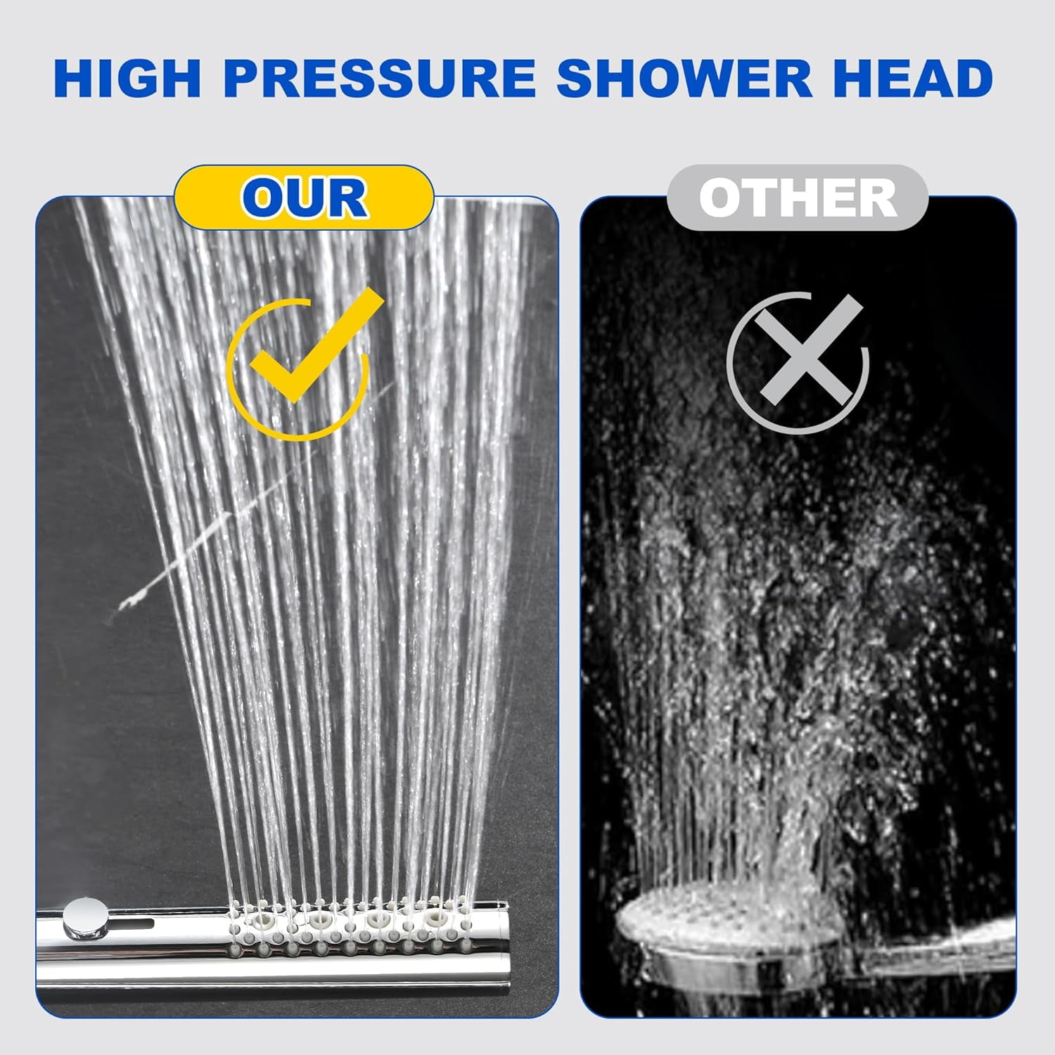 High Pressure Round Handheld Shower Head, Anti-clog Nozzles, 3 In 1 Function Shower Wand with Handheld to Clean Tub, Tile & Pets, Rain Shower Head for Bathroom (Chrome)
