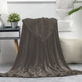 thumbnail image 2 of Manta de Lanzarilla de Franela - Vellón de Poliéster de Color Sólido, Terciopelo, Suave, Acogedora y Ligera para Sofá o Cama, Fácil Cuidado, 59.05 x 39.37 pulgadas, Café/Gris Oscuro/Blanco, 2 of 7