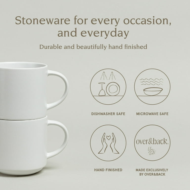 over&back Stackable Stoneware Coffee Mugs - 4-Piece Mug Set - Enjoy the  Perfect Cup of Coffee, Tea, Latte, and More - Semi-Matte White - 14oz -  Walmart.com