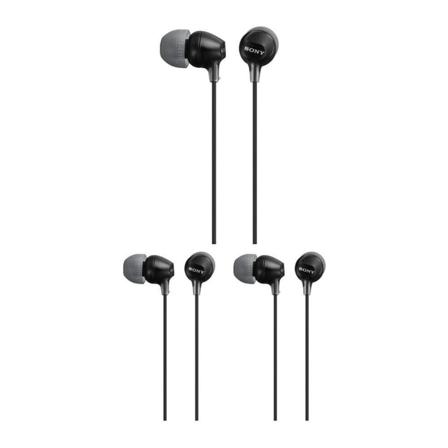 Audífonos Intrauditivos Sony MDR-EX15LP Negros Paquete de 3