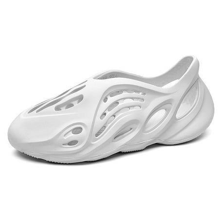 

Men Women s Sandals Comfortable Rubber Waterproof Strap Footbed Foam Slip on Slide Sandals（White）