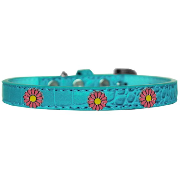 Dog, Puppy Pet Designer Croc Widget Collar, "Pink Daisies"