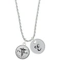 thumbnail image 1 of Delight Jewelry Silvertone Domed Black PharmD Silvertone Script Initial Disc - E - Charm Necklace, 20"+3", 1 of 4