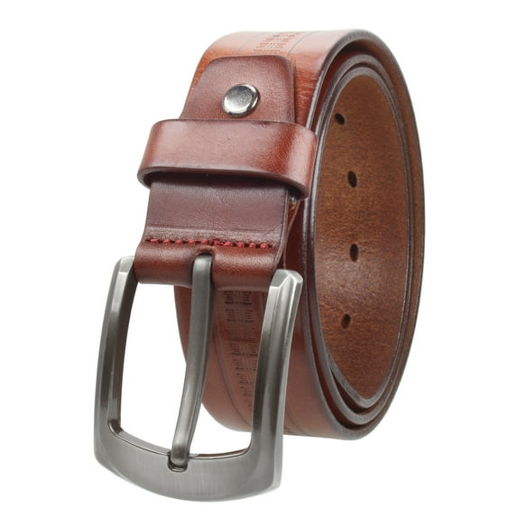 Gelante Mens Leather Belt - One Piece Top Grain Thick Heavy Duty 38017-Brown-S