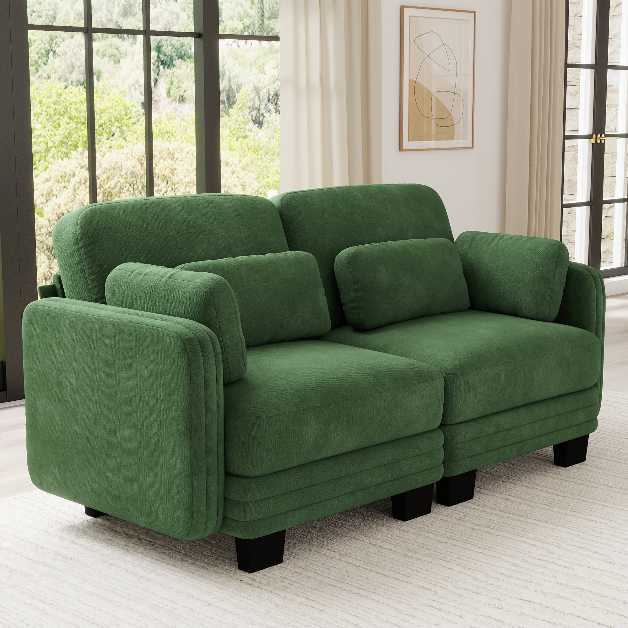 70" Modern Modular 2 Seater Loveseat Sofa Couch with 4 Pillows