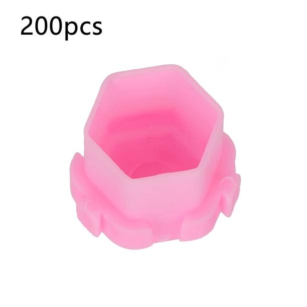 200 vasos de tinta para tatuajes con forma de panal, soporte para pigmentos, suministros de maquillaje permanente, color rosa