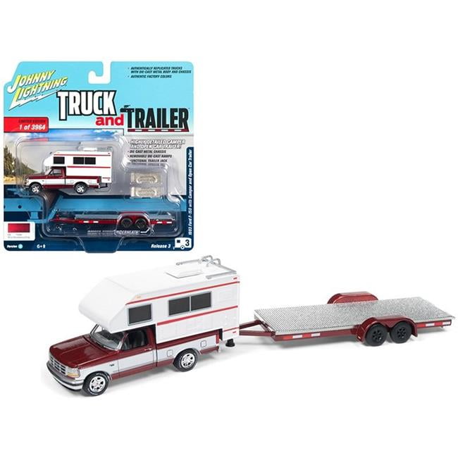 Johnny Lightning LOOSE Ruby Red 1993 FORD F-150 Pickup Truck w/Camper 1:64 Scale 