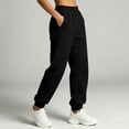 thumbnail image 4 of ZHYou No Boundarie Sweatpants for Women Casual Cuffed Leg Stretchy High Waisted Loose Cute Pants with Side Zip Pocket,Black,Size M, 4 of 7