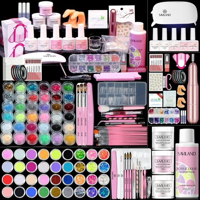 Set de uñas acrílicas SAVILAND con taladro para uñas y esmalte en gel