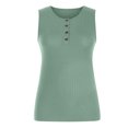 thumbnail image 4 of OAVQHLG3B Womens Tank Tops Summer Casual Casual Tanks Sleeveless Buttons Slimming Solid Round Neck Pullover Vest Blouse Tops, 4 of 5