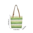 thumbnail image 3 of Bolsa de paja de rayas onduladas con asas dobles de cuero, bolso de hombro tejido ligero para playa, vacaciones, exteriores, uso casual, multicolor, 3 of 6