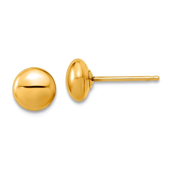 14k Gold Polished Button Post Earrings 5.5x5.5mm Wide Stud Earring for Women - .2 Grams