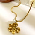 thumbnail image 6 of Gold Plated Flat Snake Chain Necklace Featuring A Large Flower Pendant For Women Stylish Accessory, 6 of 11