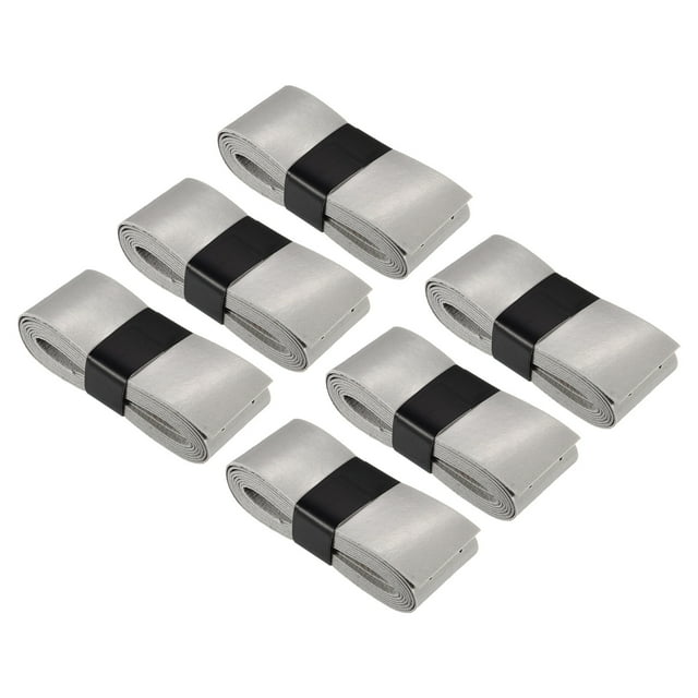 Unique Bargains 43.3' Non-Slip PU Tennis Racket Overgrip Tape Wraps with Hole Grey 6 Pack