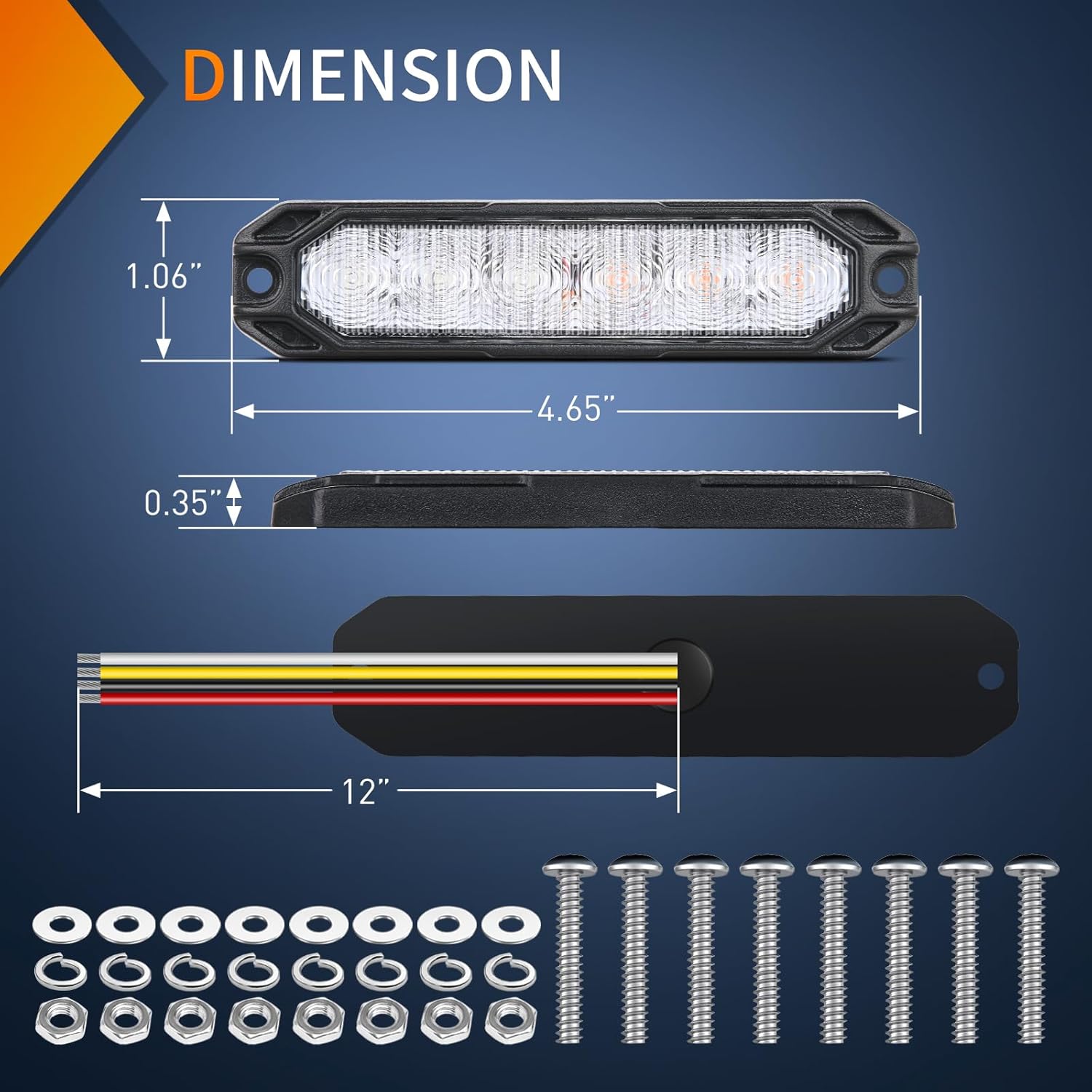 Nilight 6LED Emergency Strobe Lights 4PCS Ultra slim Surface Mount Hazard Caution Light bar 12-24V Sync Feature Warning Flashing kit for Truck Car Vehicle ATV SUV UTV Yellow and Blue