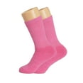 thumbnail image 4 of Solid Cotton Cushion Crew Socks for Women and Men Pink 3 Pairs Size 10-13, 4 of 9